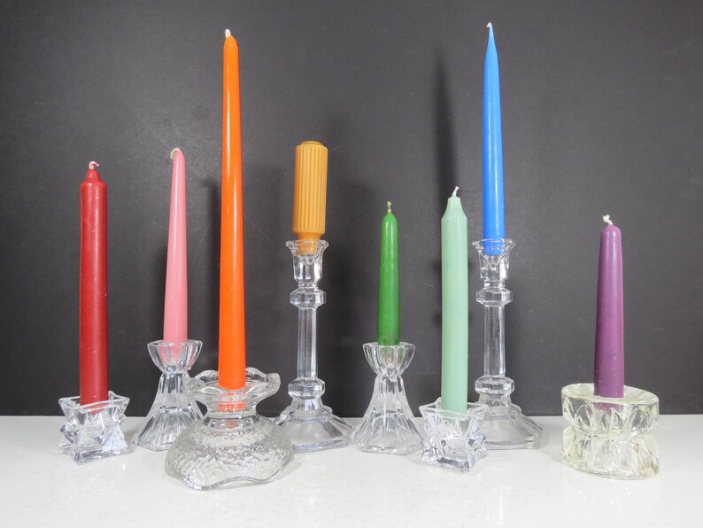 Vintage Glass Taper Candlestick Candle Holder Centerpiece Dinner Wedding Decor