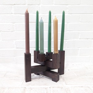 Vintage Adjustable Candelabra // Wooden Articulating Swiveling Dining Table Centerpiece, Modernist Brutalist Mid Century Modern Candlestick