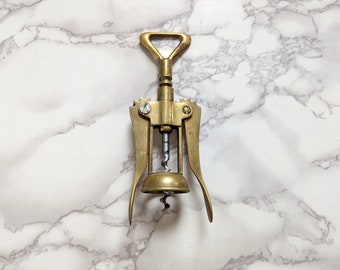Vintage Brass Corkscrew // Italian Barware Bar Tool Wine Serving Bar Cart Decor Modern Hostess Host Gift Made in Italy Gold Metal