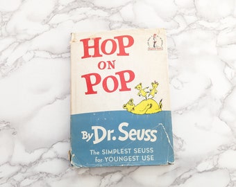 Hop on Pop Book // Vintage 1963 Dr. Seuss Book Collectible Dust Jacket Early Edition Beginner Books B-29 Children's Books Hardcover