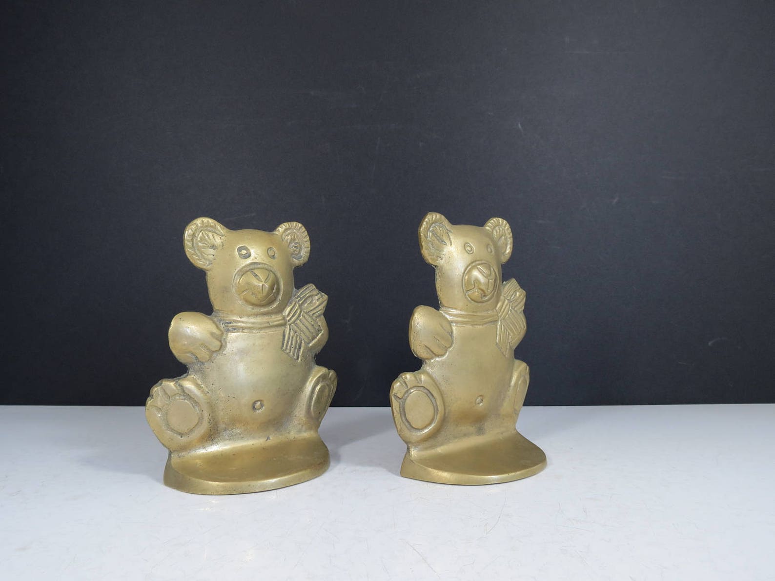 Vintage Brass Bear Bookends // Retro Teddy Bear Brass Bookends Etsy