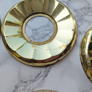 Vintage Brass Escutcheon // Medallion Design Round Brass Door Knob Backplate or Canopy, Scalloped Design Gold Metal More Available image 5