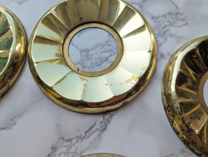 Vintage Brass Escutcheon // Medallion Design Round Brass Door Knob Backplate or Canopy, Scalloped Design Gold Metal More Available image 5