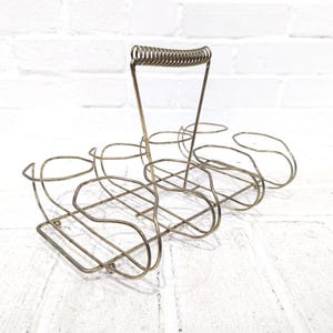 Wire Drinking Glass Carrier // Vintage Gold Metal Tumbler Caddy Basket Mid Century Modern Barware Storage -- NO GLASSES Included