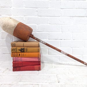 Vintage orange Streifen Boje // Maine Vintage gemalte Schaum Boje, Nautik Strand Haus Dekor, Hummer Angeln Boje, weiß Orange Spindel 31 &quot;