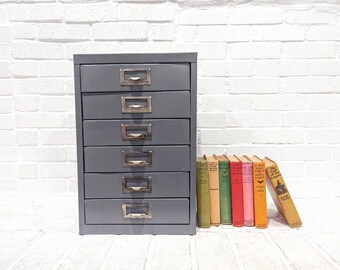 Lot De 3 Classeurs Métal 4 Tiroirs Patine Verte - Bureau Antique XXe