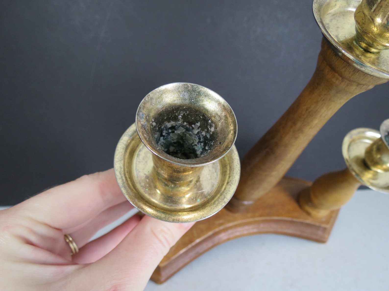 Vintage Holz Candelabra Rustikaler primitiver Dreier | Etsy