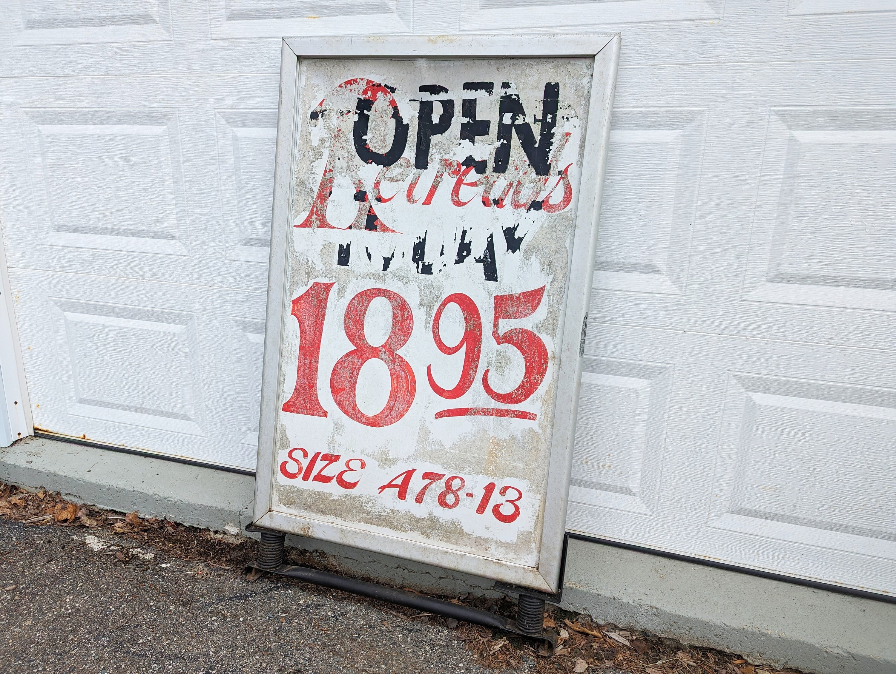 Distressed Vintage Tire Sign // Vintage Hand-lettered Painted Sign