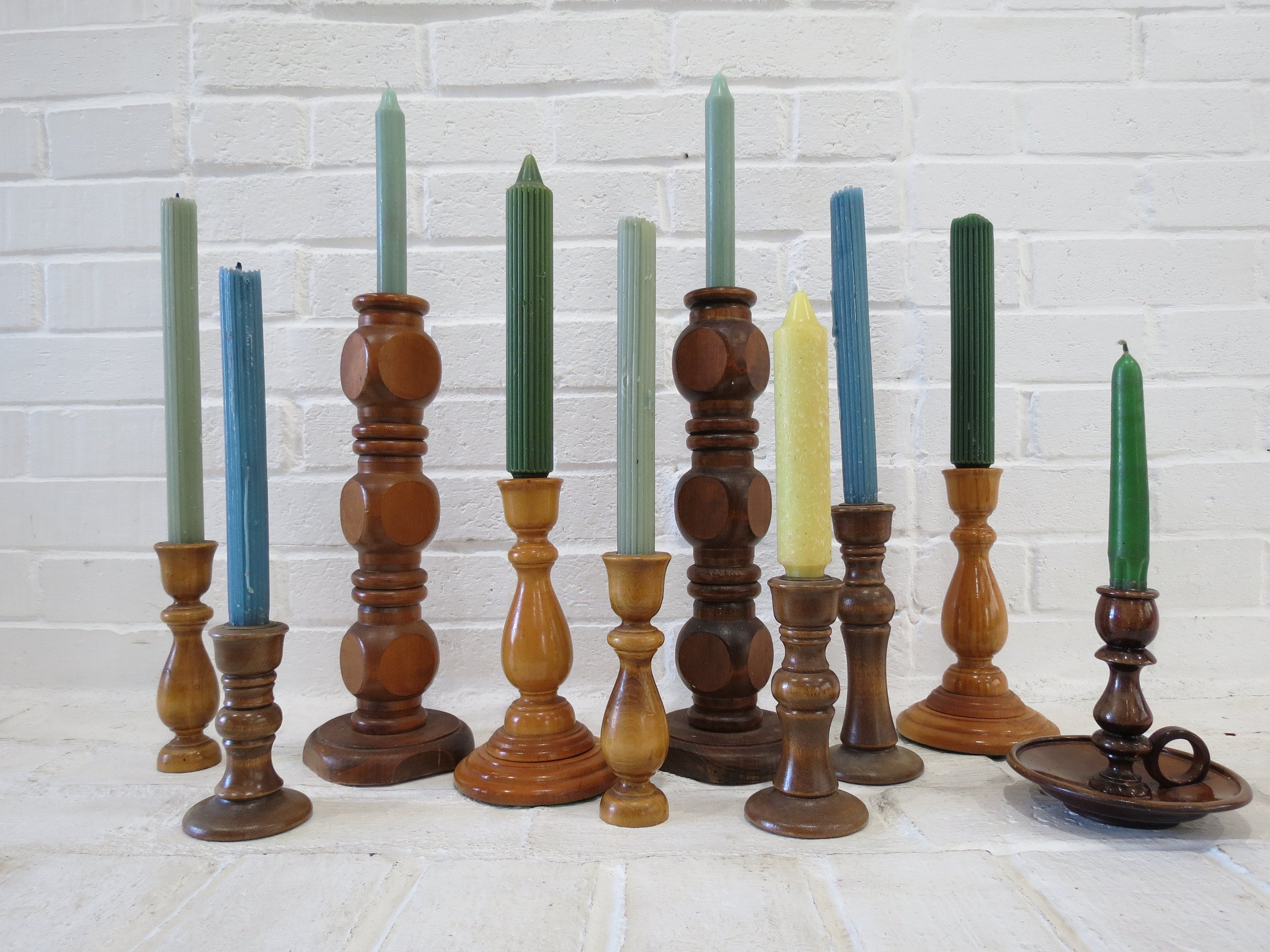 Vintage Wooden Candlesticks Collection // 10 Wooden Candleholders