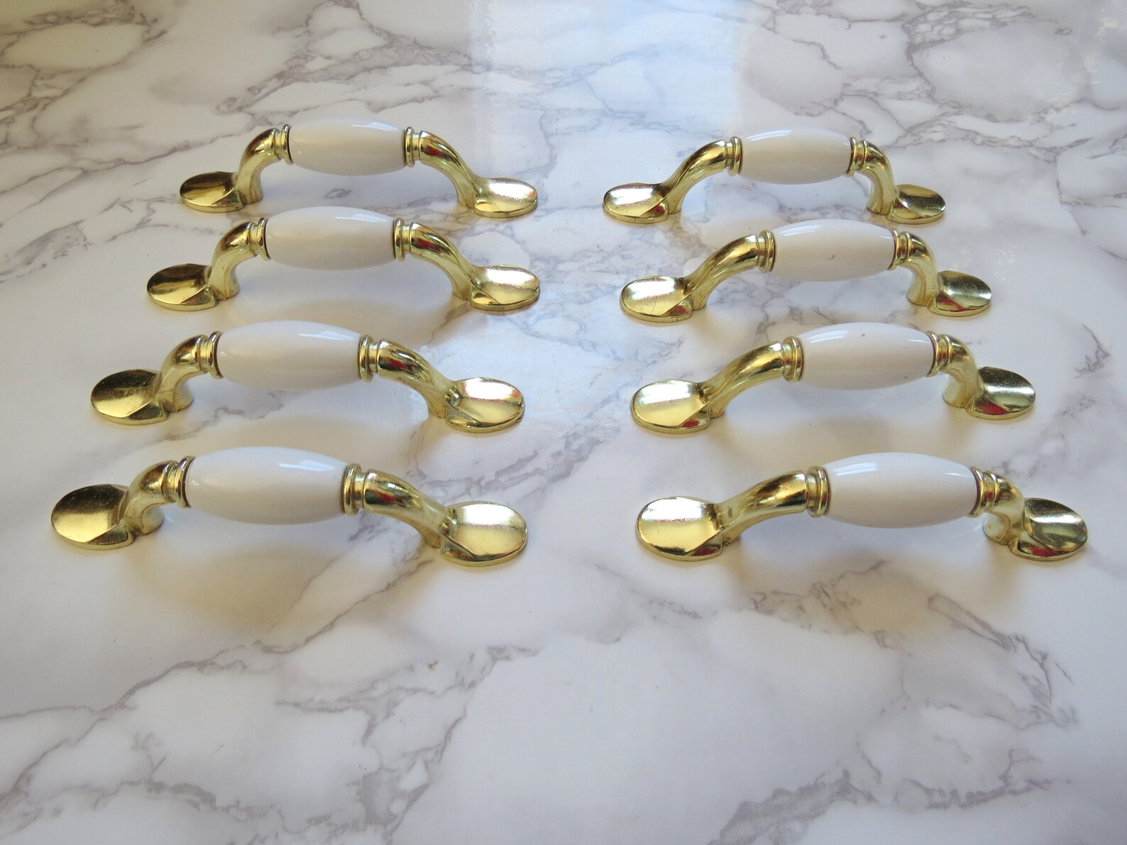 8 Vintage Messing Schubladengriffe / KüchenschrankGriffe Set | Etsy