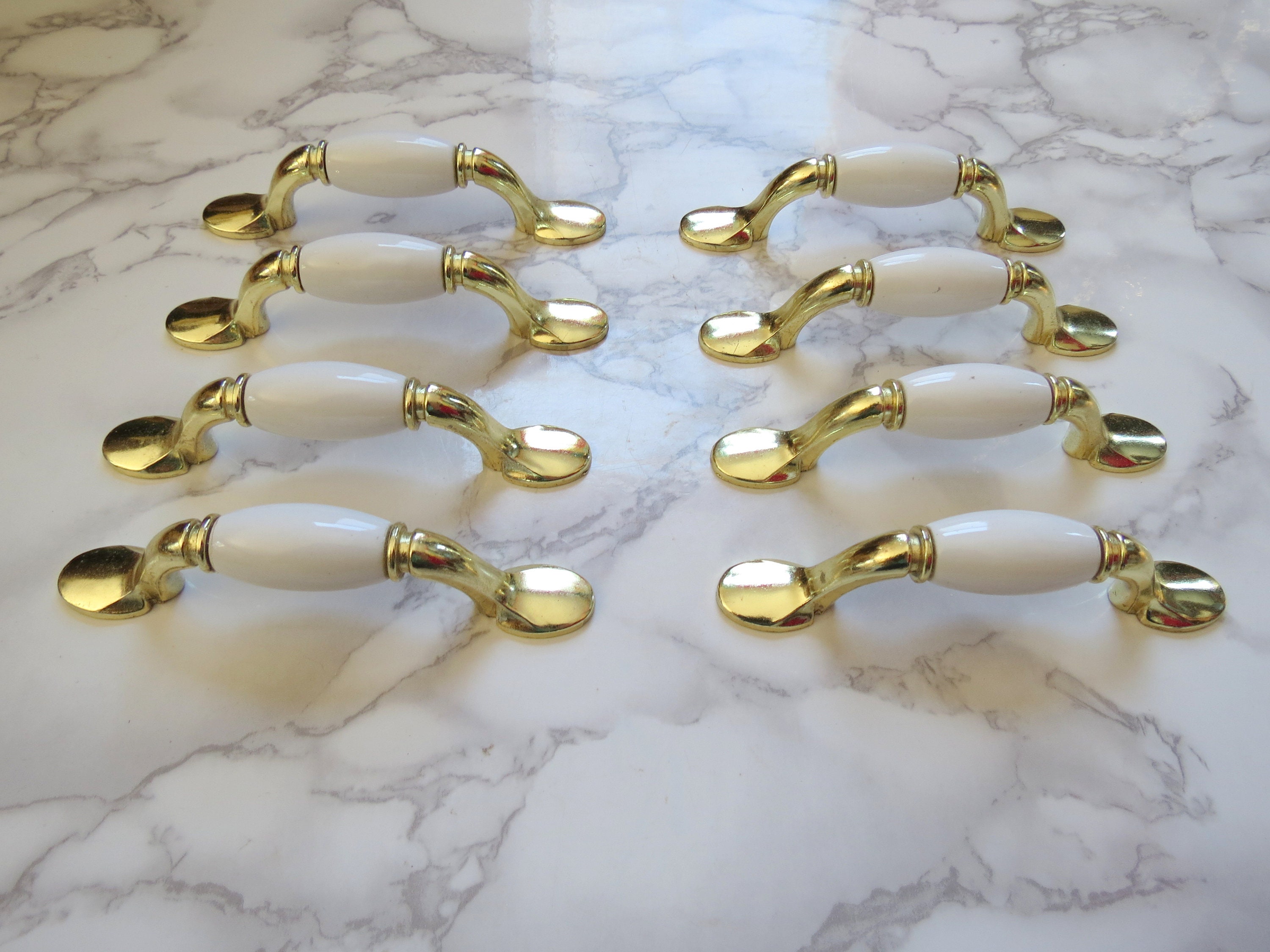 8 Vintage Messing Schubladengriffe / KüchenschrankGriffe Set | Etsy