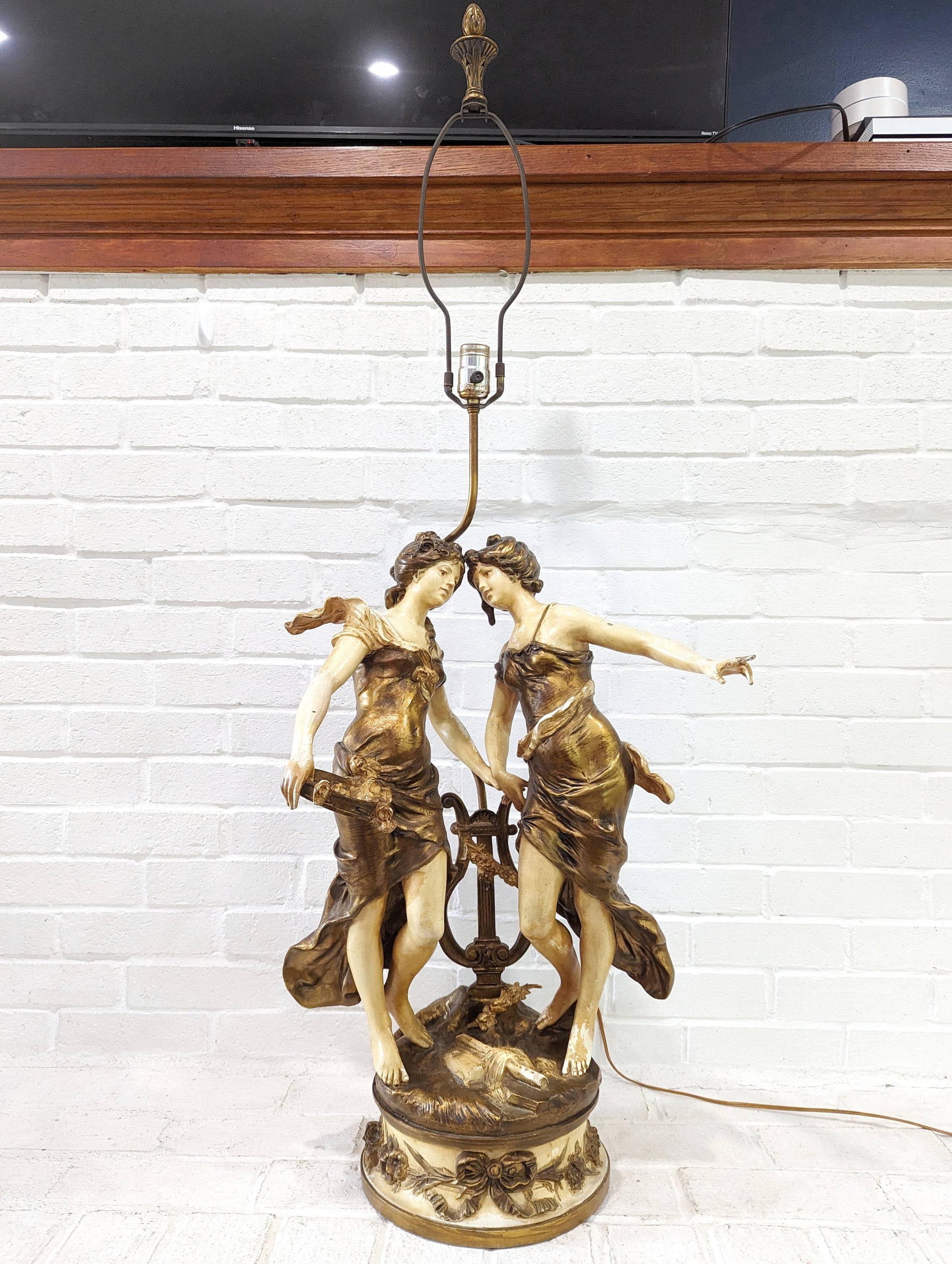 Vintage Moreau Collection Francaise Lamp // French Spelter Figural