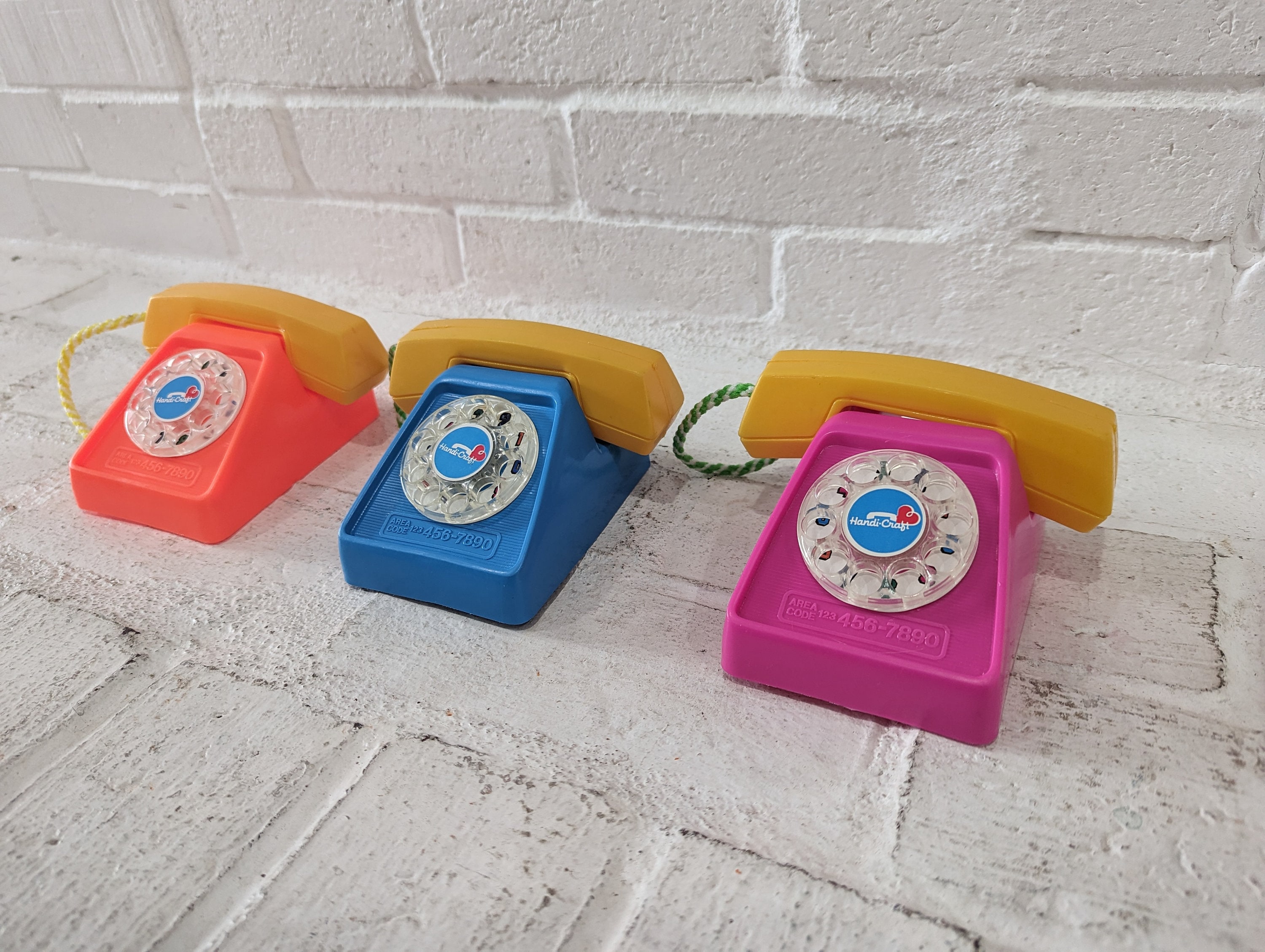 Vintage Toy Phone // Colorful Rotary Toy Phone Handi-craft