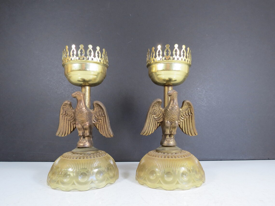 Vintage Eagle Candlesticks // Retro Gold Metal Candle Holders Etsy