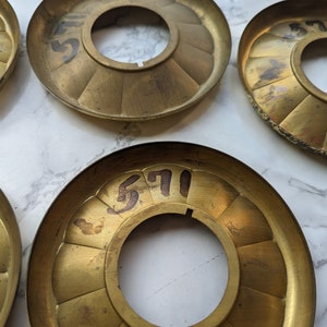 Vintage Brass Escutcheon // Medallion Design Round Brass Door Knob Backplate or Canopy, Scalloped Design Gold Metal More Available image 9