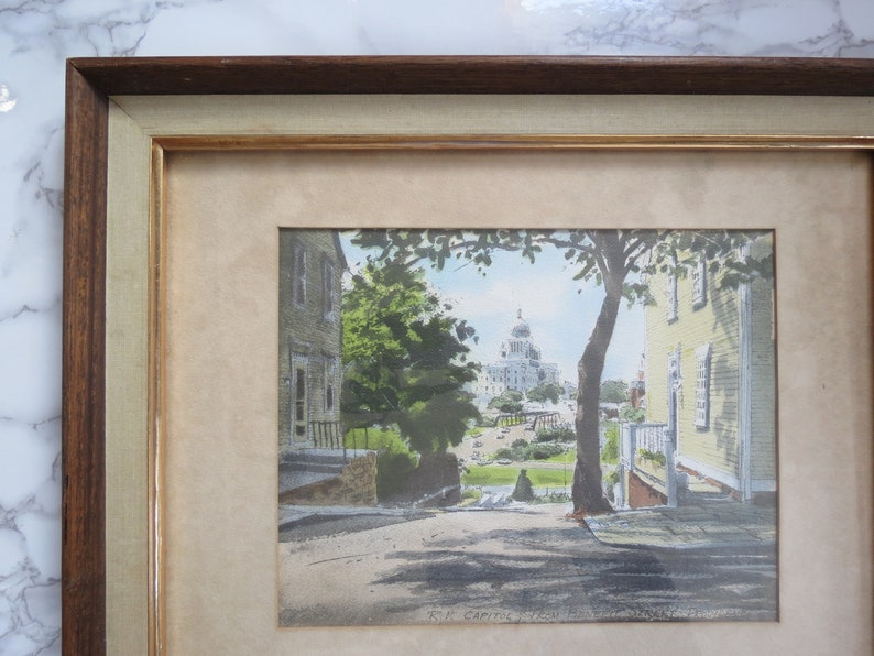 Vintage Davis Gray Print // Framed Watercolor Lithograph Rhode Etsy