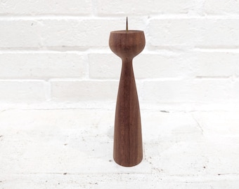 Mid Century Wooden Candlestick// Single Minimalist Modern Taper Candle Holder, Danish Modern Hygge Scandinavian Decor