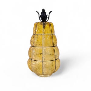 Vintage Venetian Style Glass Light Shade // Faux Caged Blown Glass Fixture, Yellow Amber Crackle Glass Ceiling Lamp Shade, NO FIXTURE