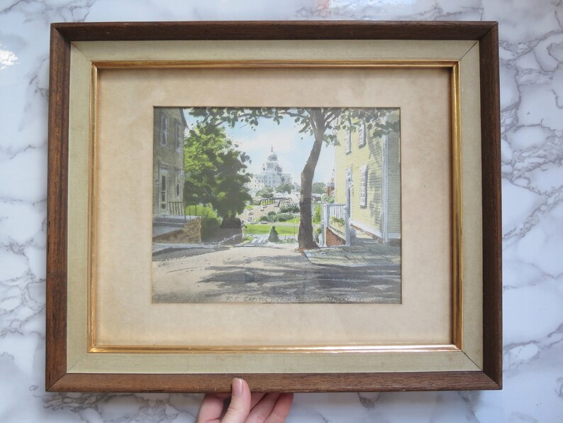 Vintage Davis Gray Print // Framed Watercolor Lithograph Rhode Etsy
