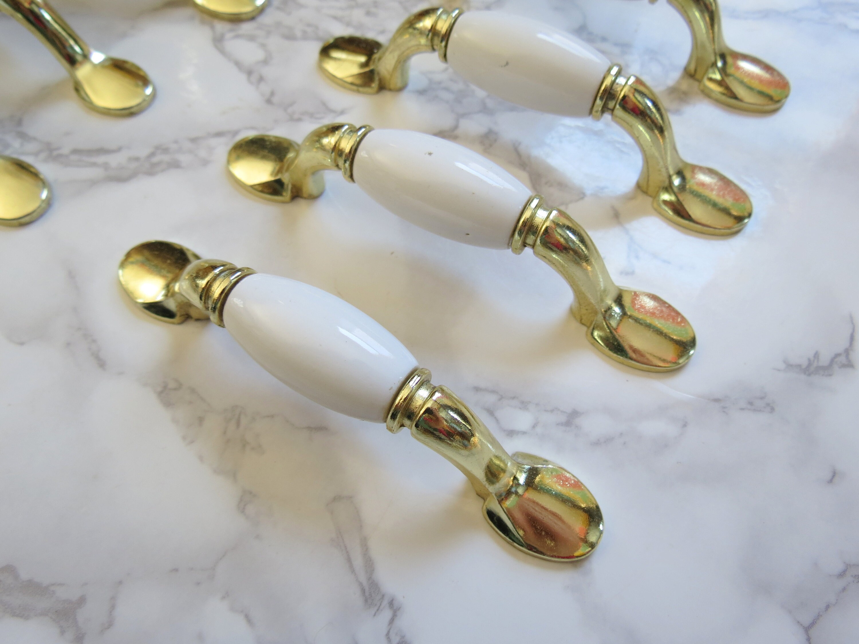 8 Vintage Messing Schubladengriffe / KüchenschrankGriffe Set | Etsy