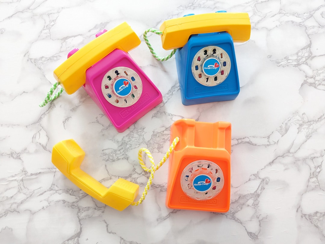Vintage Toy Phone // Colorful Rotary Toy Phone Handi-craft