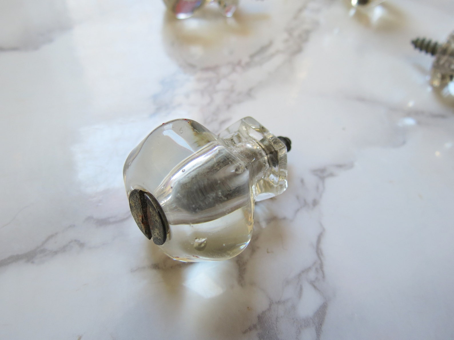 Antique Glass Drawer Pulls // Vintage Set of Four Etsy