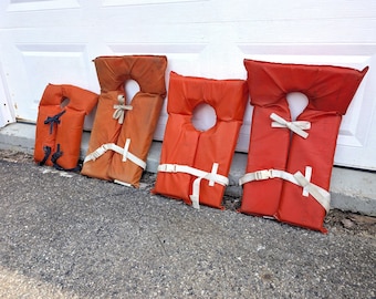 Vintage Life Jacket // ONE Retired Wall Hanging Flotation Vest, Maine Coast Vintage, 1980's New England Beach House Nautical Camp Pool Decor