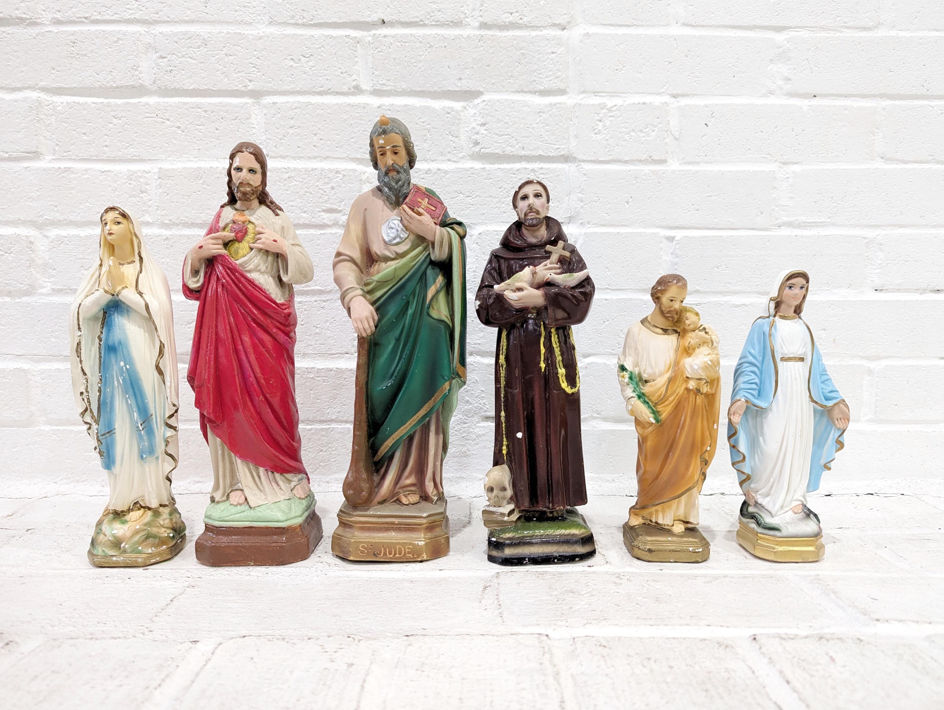 Vintage Chalkware Saint Statues // Collection of Plaster Religious