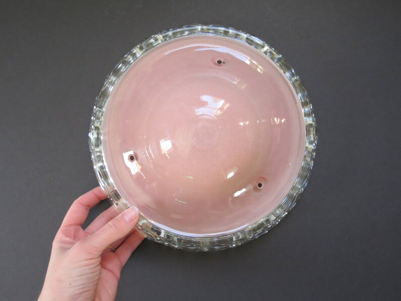 Art Deco Pink Glass Light Shade Antique Vintage Replacement Lamp Drop Pendant Dome Fl Edge Three Hole Design