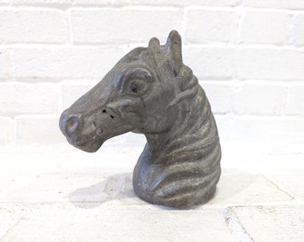 Vintage Horse Fence Post Topper // Cast Metal Horse Head Bust, Hitching Post Finial, Equestrian Southwestern Decor, Horse Sculpture Statue