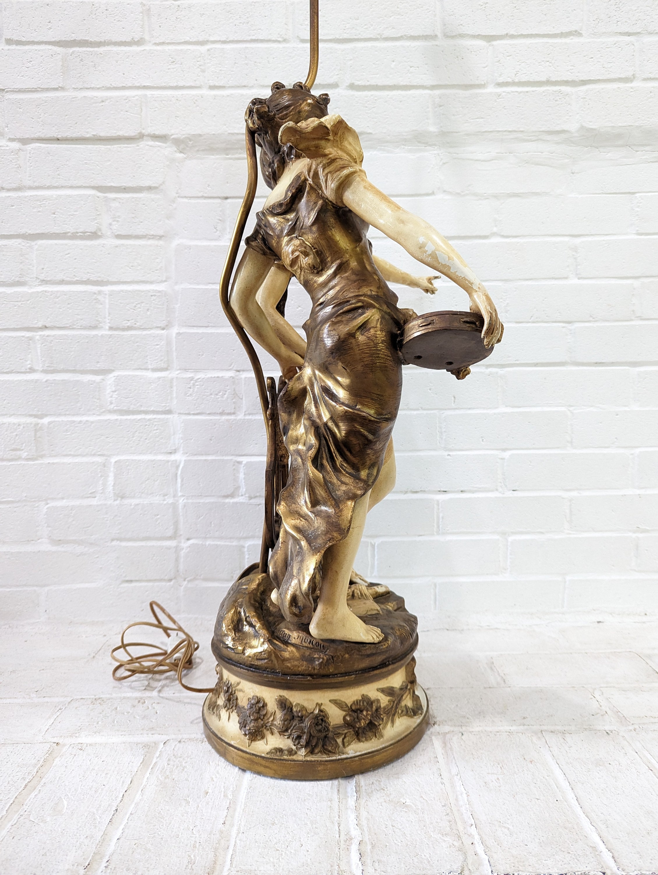 Vintage Moreau Collection Francaise Lamp // French Spelter Figural