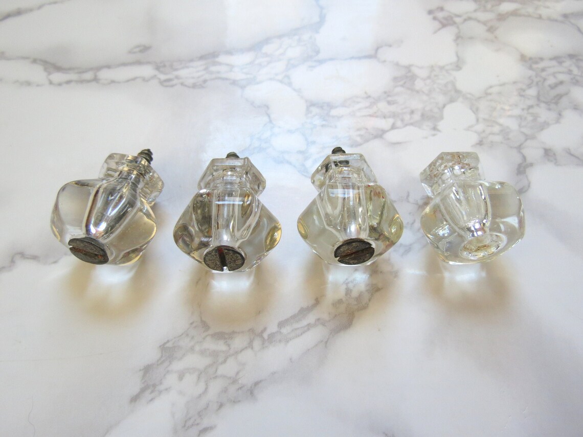 Antique Glass Drawer Pulls // Vintage Set of Four Etsy
