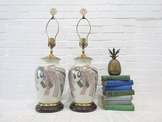Vintage Wildwood Lamps Pair Ceramic Pottery Table Lamps W