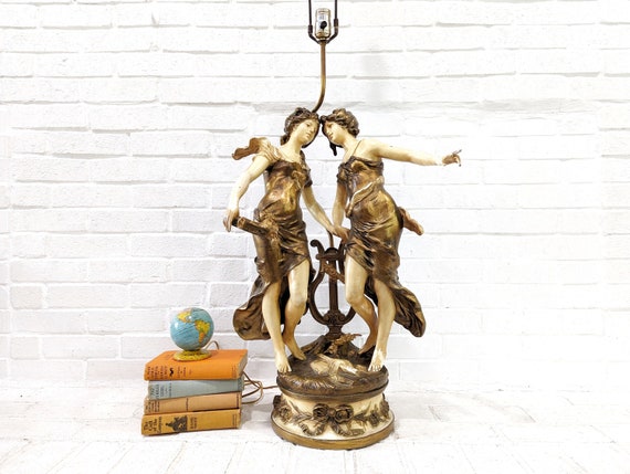 Vintage Moreau Collection Francaise Lamp // French Spelter Figural