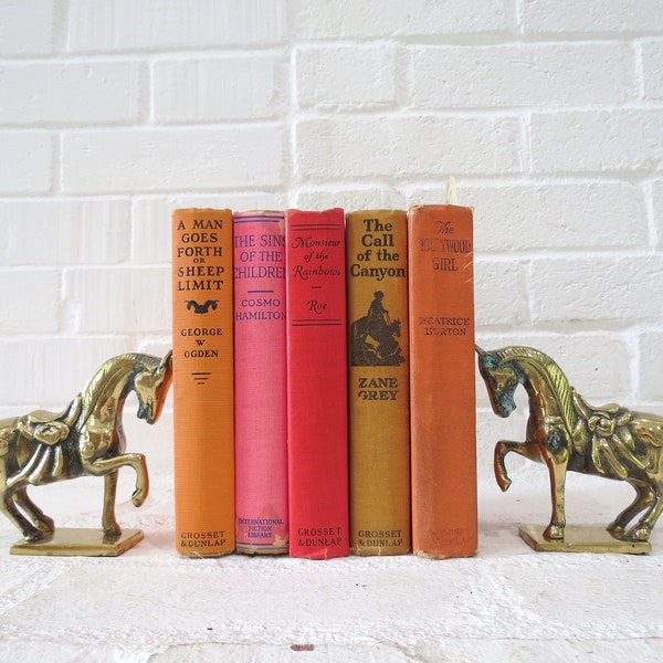 Vintage Brass Horse Bookends Pair // Set of Two Brass Animal Bookends, Equestrian Southwestern Gold Metal Figurines Statues Mid Century