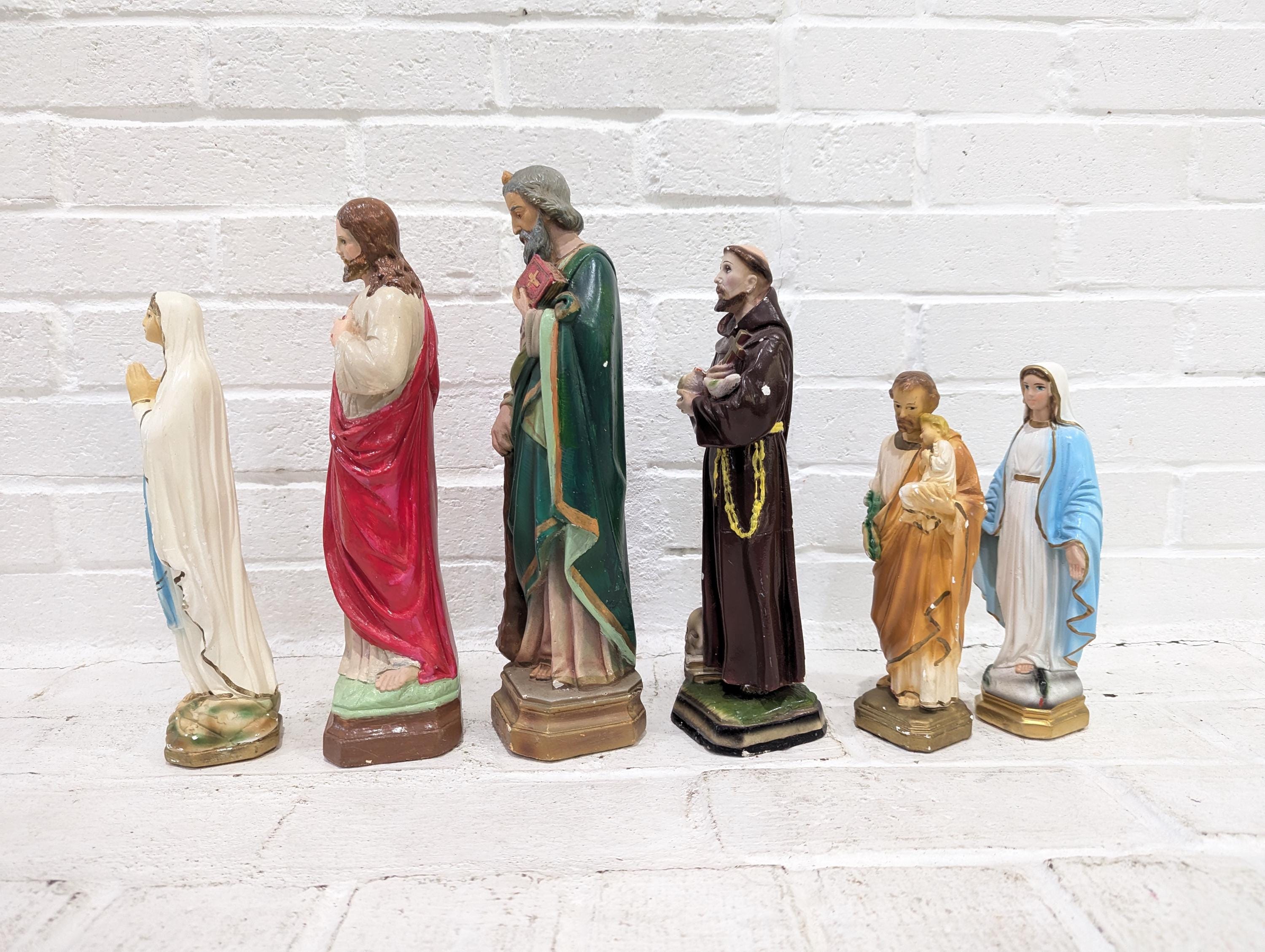 アンティーク雑貨 Small old religious statue. Vintage Chalkware Saint Statues // Collection of Plaster Religious