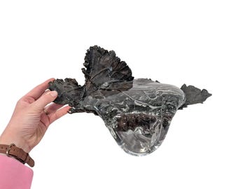 Daisuke Shintani Leaf Form Sculpture // Vintage 1990's Bronze Leaf and Art Glass Wall-Mount Sculpture Brutalist Modern Design