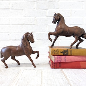 Vintage Cast Metal Horse // One Bronze Copper Finish Metal Horse Sculpture Statue Southwestern Equestrian Decor Carnival Style 2 Available
