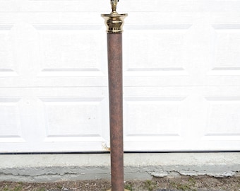 Vintage Column Floor Lamp // Faux Stone Pillar Style Standing Lamp, Metal Brass Earthy Lighting, 1970's 1980's Mod Hollywood Regency