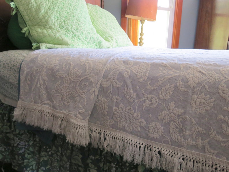 Bates Chenille Bedspread // Vintage Queen Elizabeth Blue and Etsy