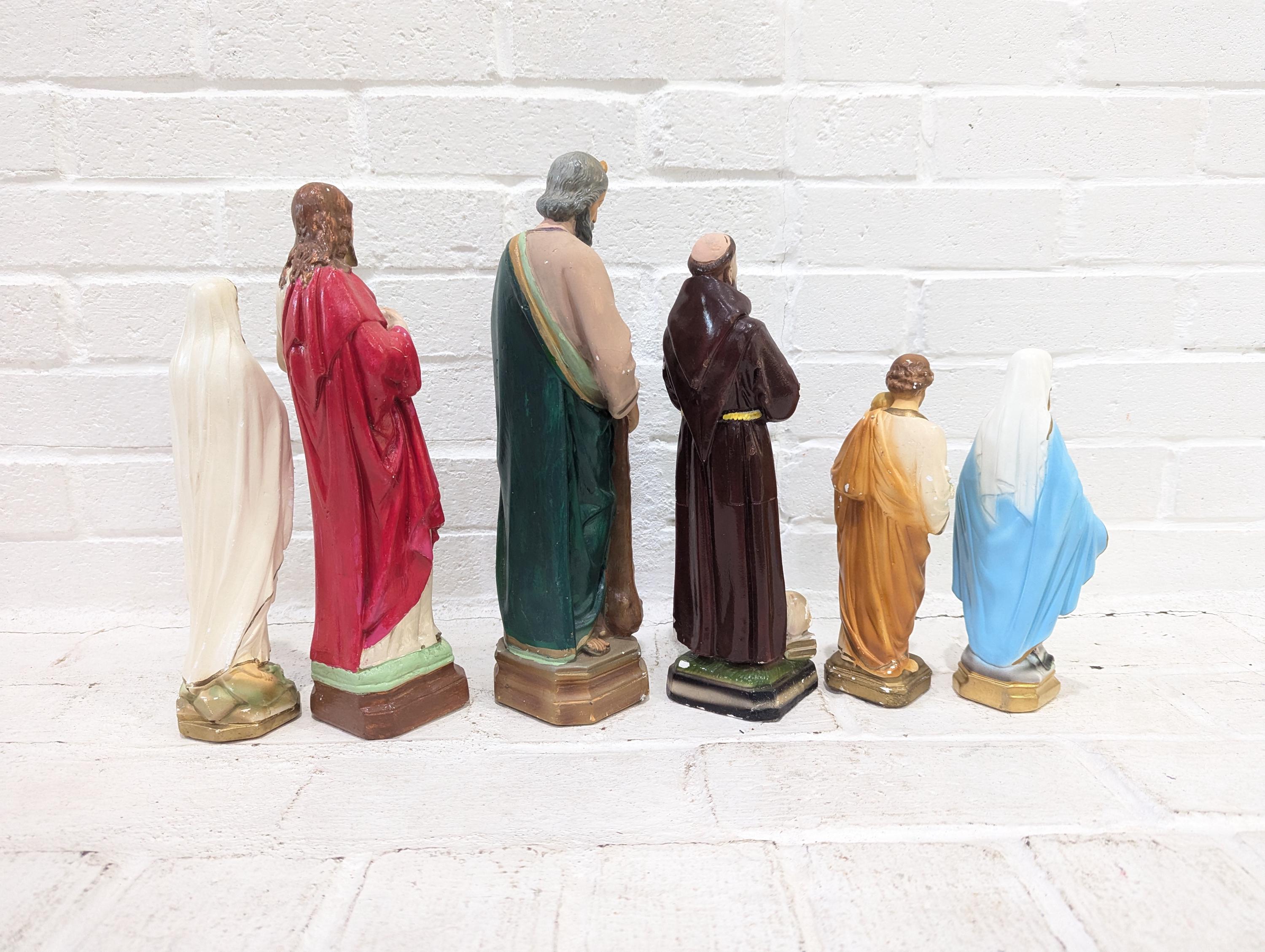 Vintage Chalkware Saint Statues // Collection of Plaster Religious