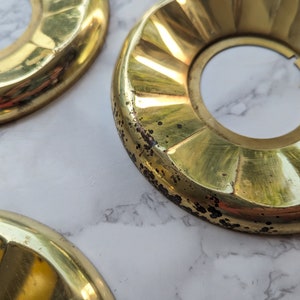 Vintage Brass Escutcheon // Medallion Design Round Brass Door Knob Backplate or Canopy, Scalloped Design Gold Metal More Available image 4