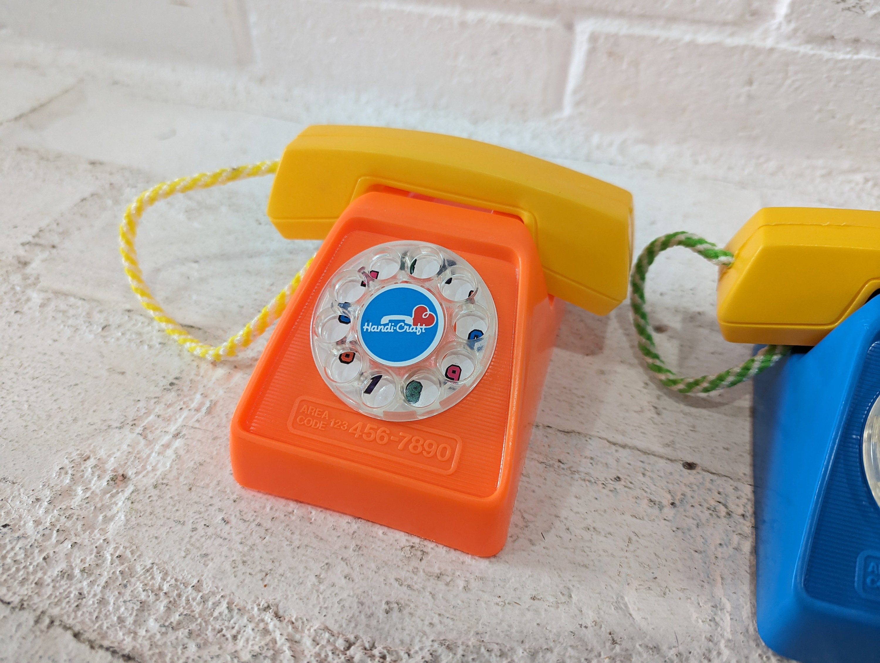 Vintage Toy Phone // Colorful Rotary Toy Phone Handi-craft Plastic
