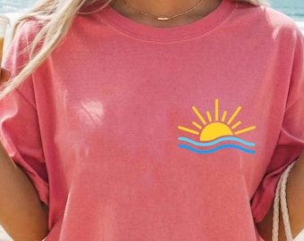 Comfort Colors Summer Vacation Shirt, Beach Shirt, Sun Summer Tee, Retro Coastal Shirt, Nautical Sweatshirt, Trendy Women Shirt, Beach Vibes