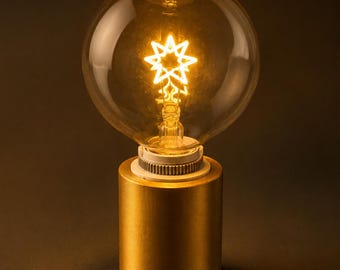 Minimalist Gold Lamp Base with Decorative Bulb