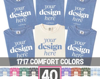 BACHELORETTE Set Comfort Colors 1717 Mockup Bundle | C1717 Folded Tshirt Mock Up Flat Lay Mock-up Shirt Muti Color Pack | Real Photo T-Shirt