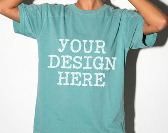 SEAFOAM Comfort Colors C1717 Tshirt Mockup | CC 1717 T-Shirt Mock-up | Realistisches Studio weibliches Modell | Trendy Oversized Frauen Shirt Mock