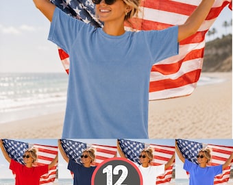 Comfort Colors 1717 Shirt Mockup Bundle C1717, 4th of July Mockups, Patriotic Model Mockup,  Americana Summer Beach Trendy Lifestyle Mocks