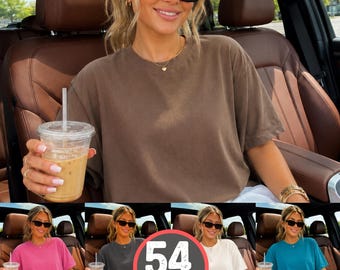 Comfort Colors 1717 Shirt Mockup Bundle | C1717 Lifestyle On Model In The Car Tshirt Mockups Bundle |  Trendy Coquette Summer T-Shirt Mocks