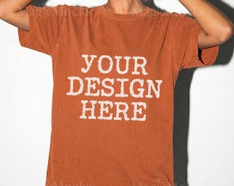 YAM Comfort Colors C1717 Tshirt Mockup | CC 1717 T-Shirt Mock-up | Realistic Studio Female Model | Trendy Oversized Women Shirt Mock